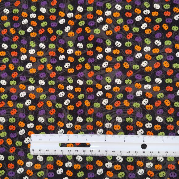 Mini Pumpkins in Orange, Green & Purple Halloween Cotton Fabric - 1/2 Yard - Picture 4 of 8